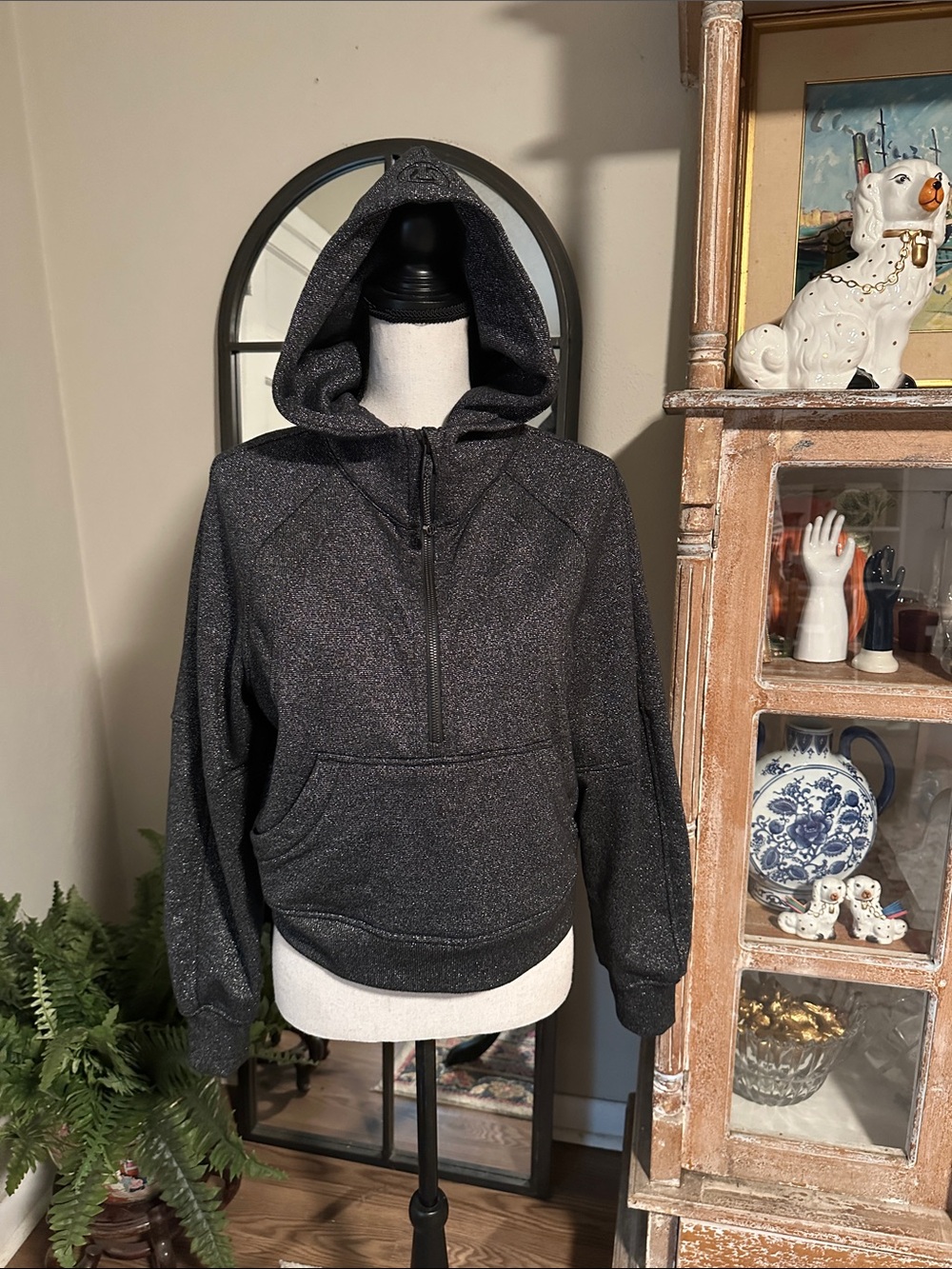 lululemon athletica Black Sparkle Hooded Half-Zip Sweatshirt